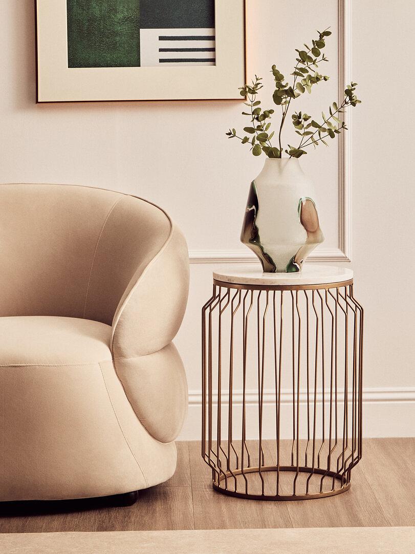 Shalimar Side Table Marble Gold White 3