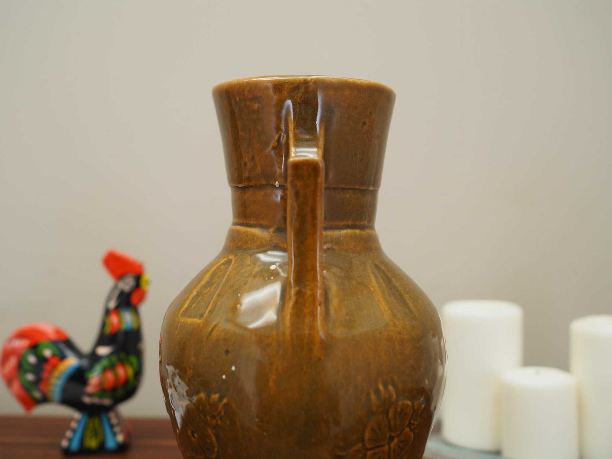Vintage Vase Keramik Braun 1960er Jahre 5