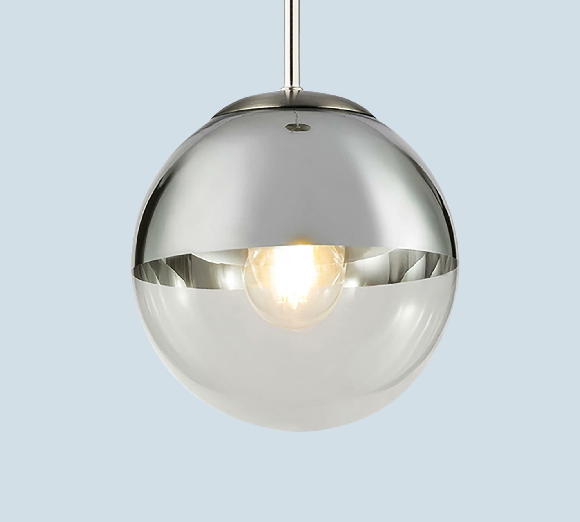 Pendelleuchte Kugel Glas Lackiertes Eisen 1-Flammig 0