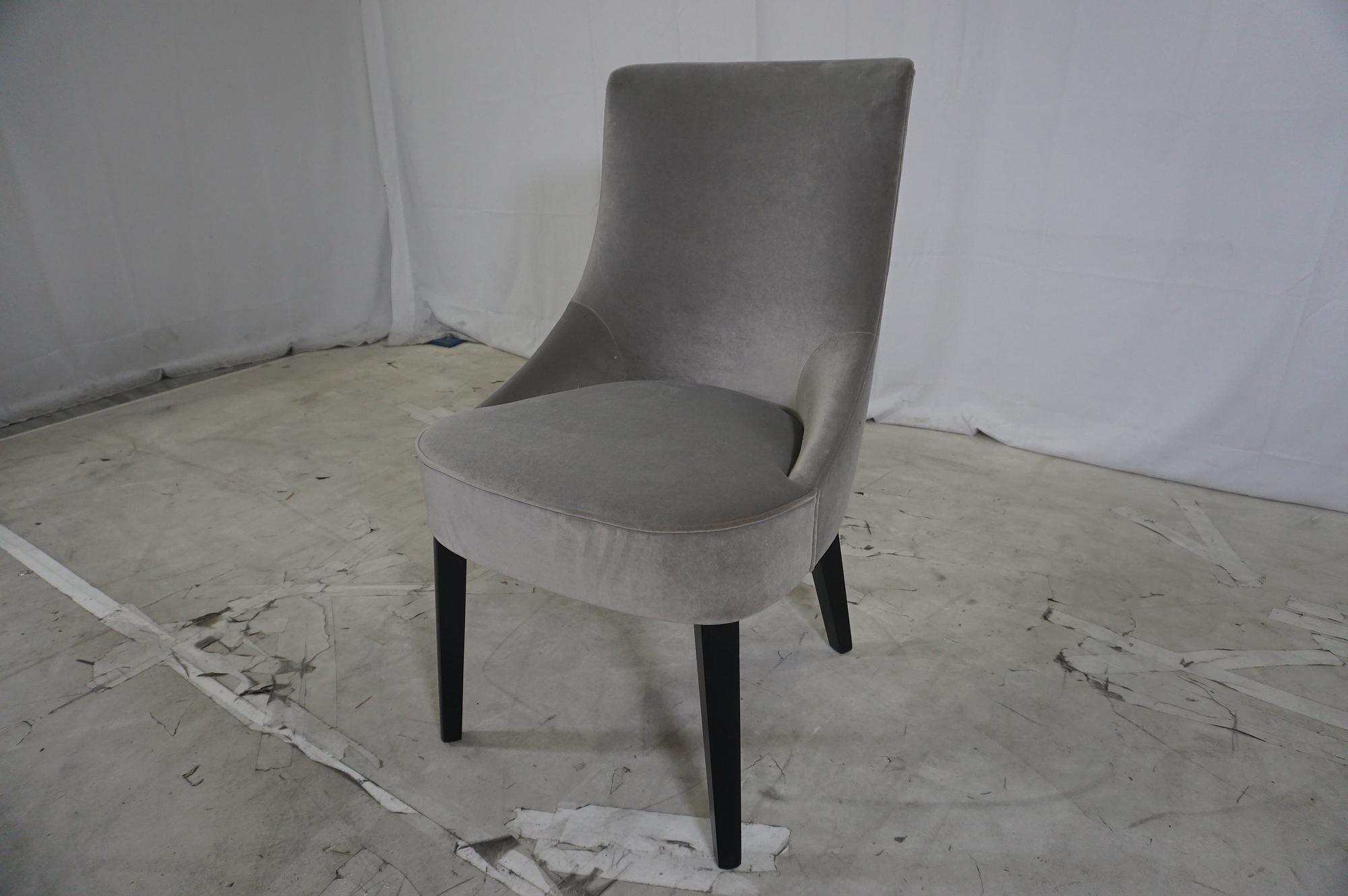 3x Esszimmerstuhl Holz Samt Grau Silber  6