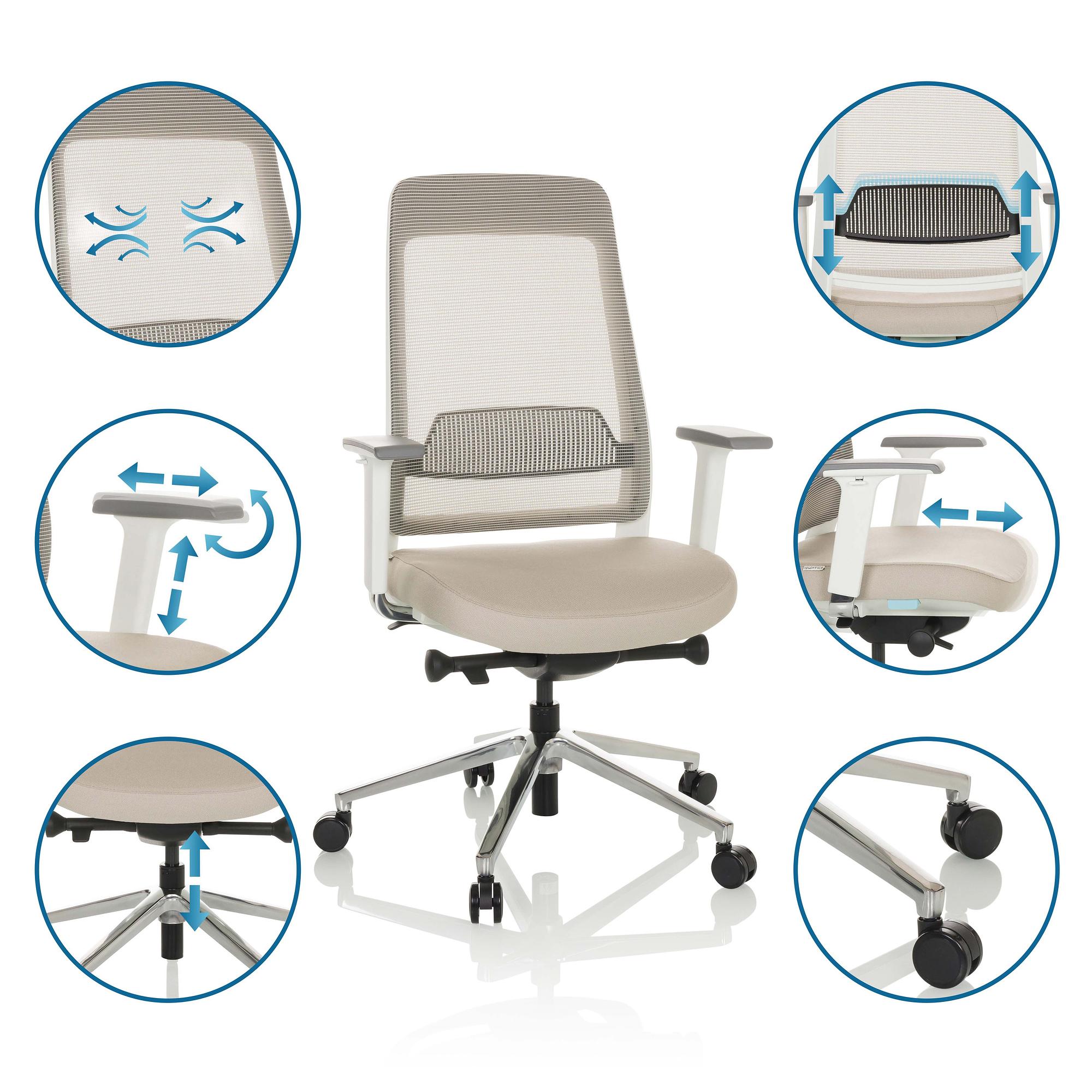 CHIARO T2 WHITE Bürostuhl Netzstoff Grau 2