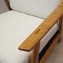 Vintage Sessel Eichenholz Textil Creme 1960er Jahre 14
