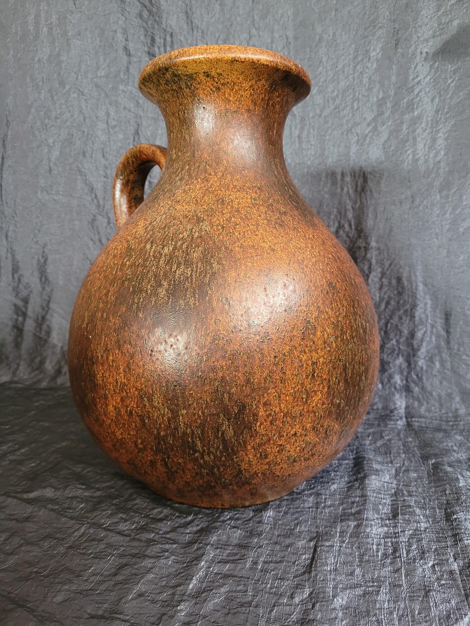 Vintage Vase Keramik Braun Schwarz 2