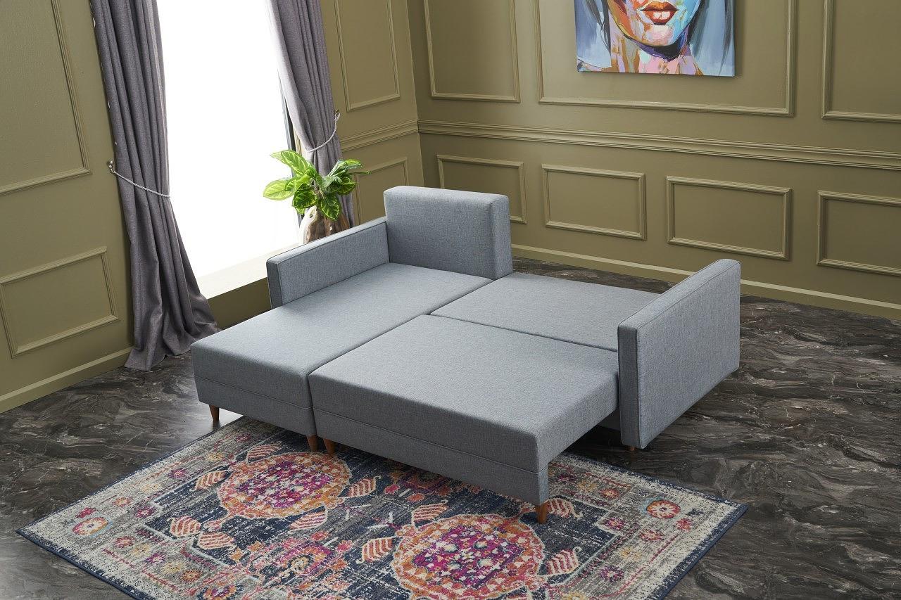 Aydam Schlafsofa Récamiere Links Blau 3