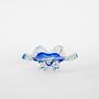 Flower plate Murano glass Blue Transparent 1960s 2