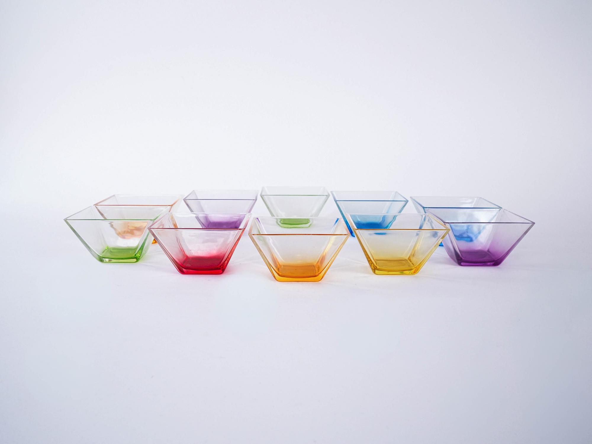 Glasschüssel-Set Mehrfarbig 1980er Jahre 2