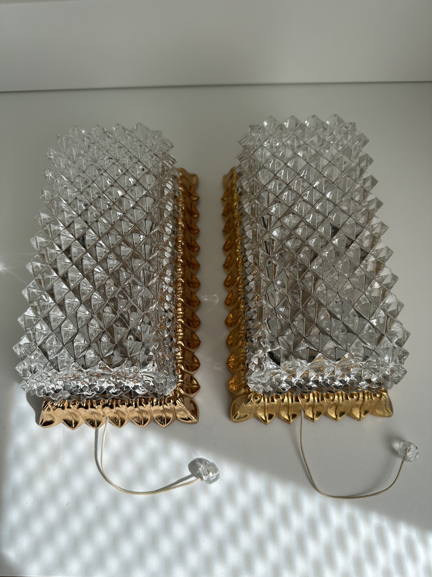 2x Wandleuchte Glas Metall Gold 0