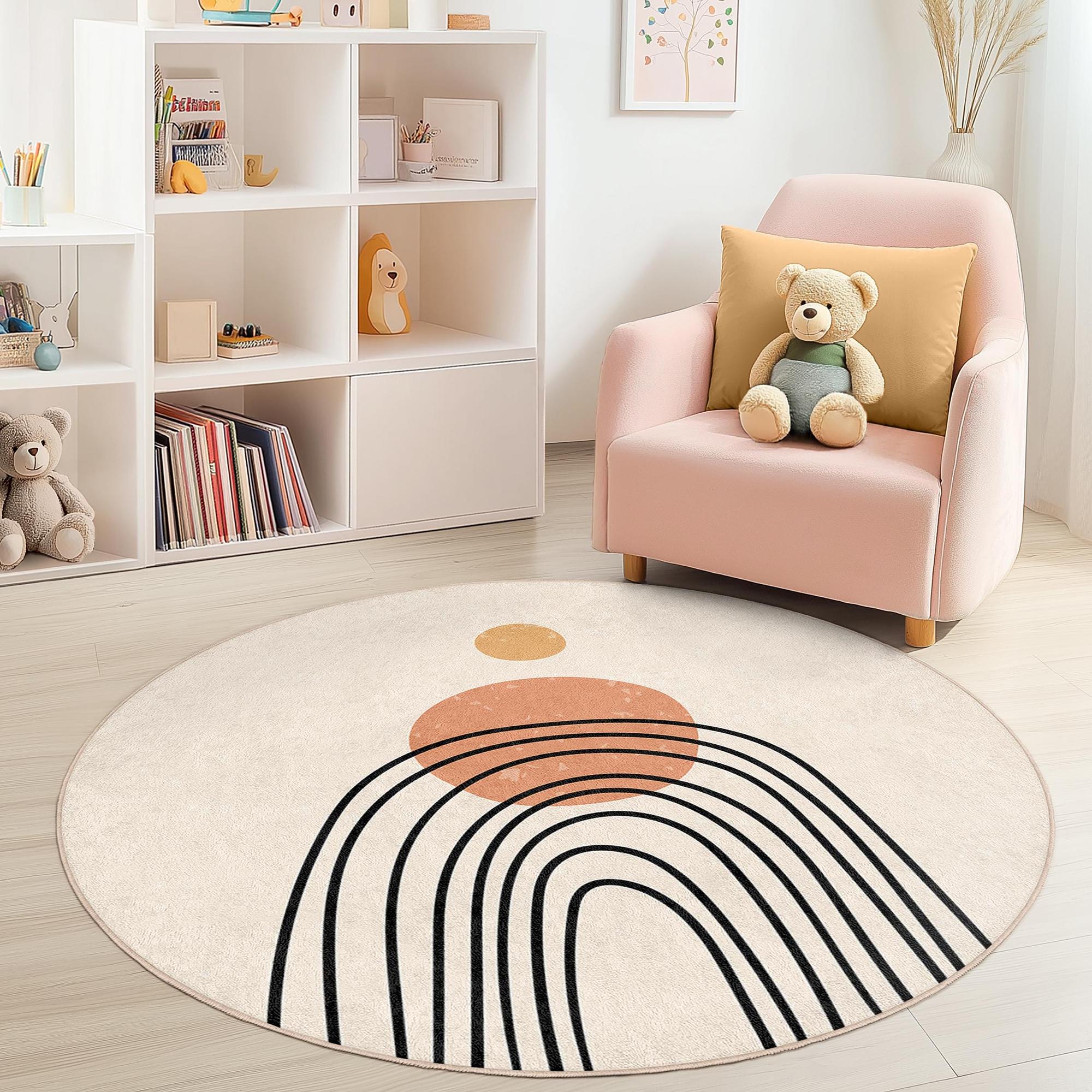 Boho-Bogen Kinderteppich Mehrfarbig Ø120cm 2