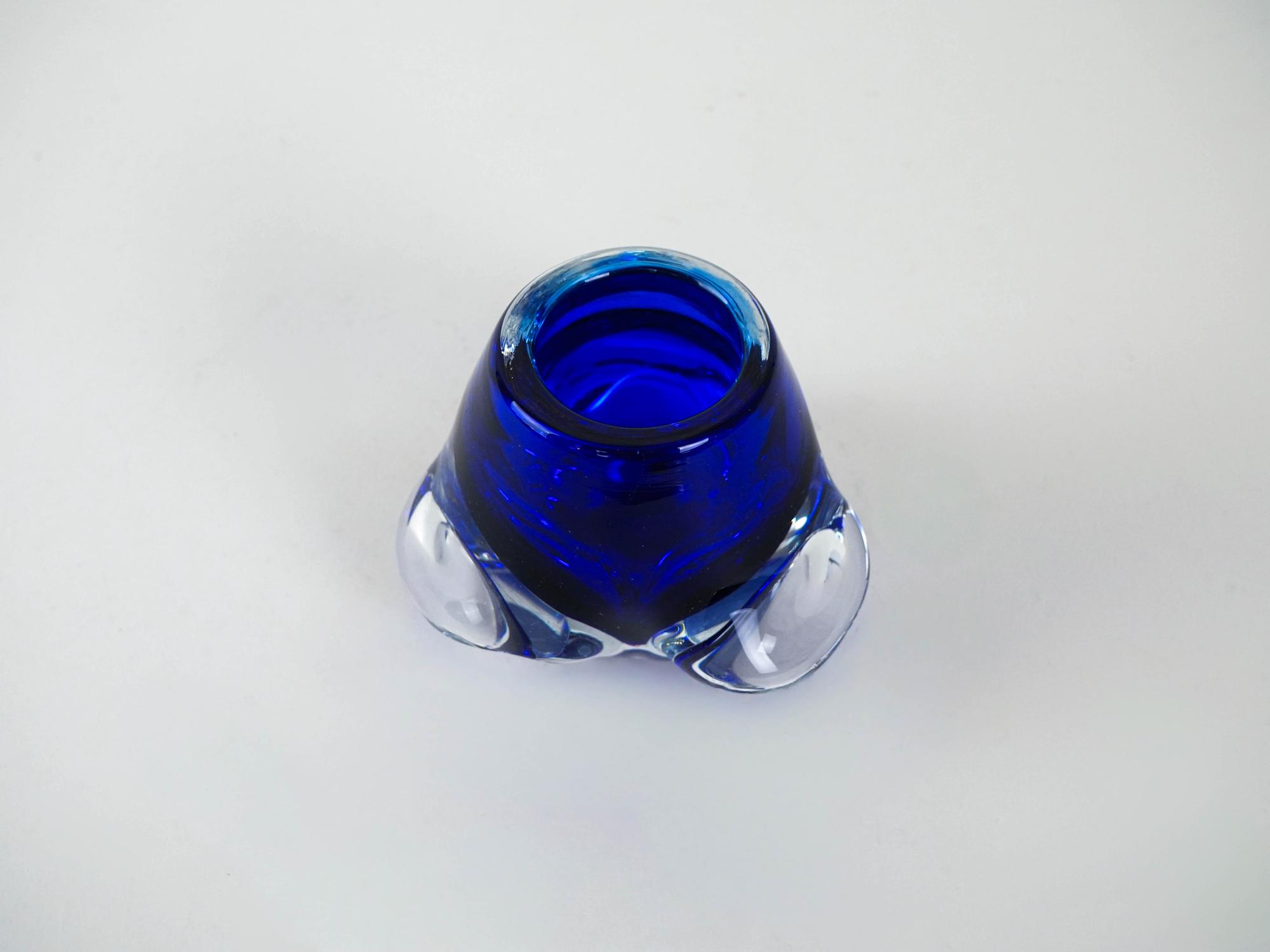 Cobalt glass candlestick Blue 1960s 3