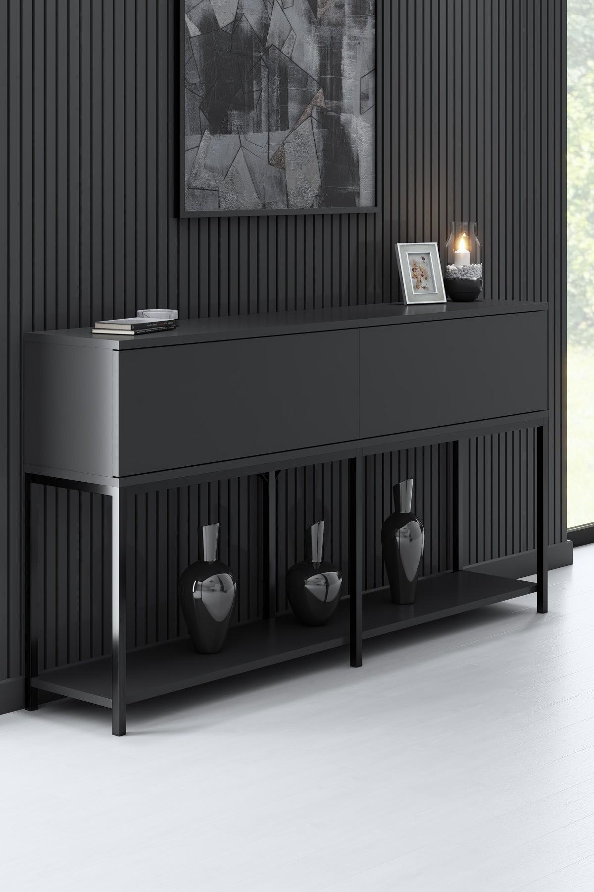 Lord Console Wood Veneer Anthracite Black 1