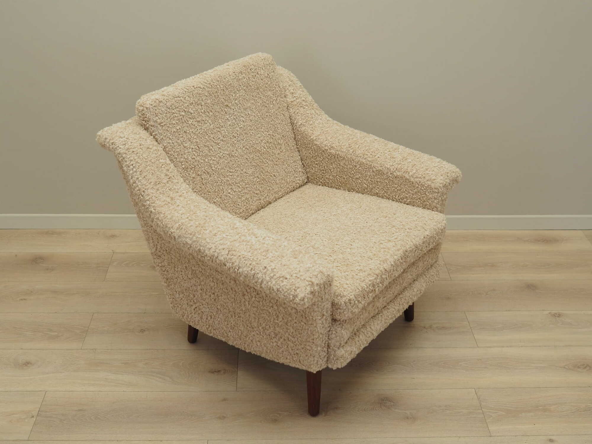 Vintage armchair textile wood beige 1970s 7