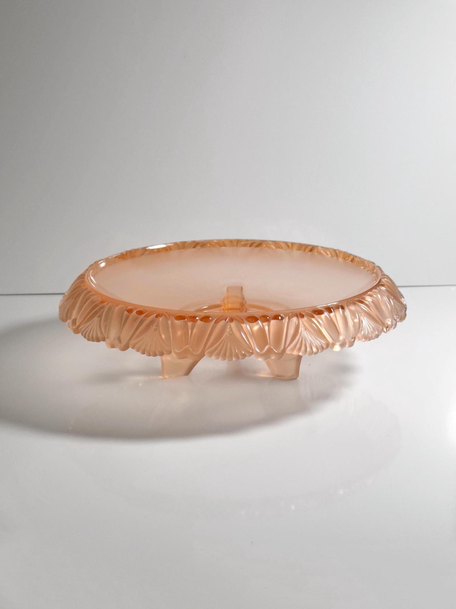 Vintage Pelikan Bowl Rosaline Pressed Glass 1930s 1