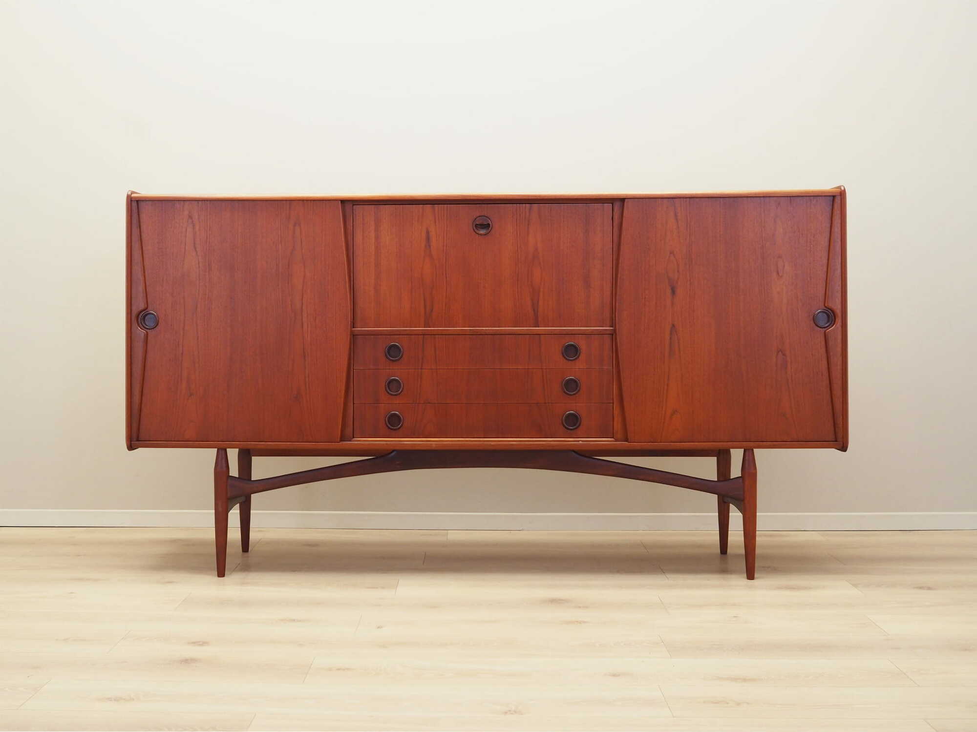 Vintage Sideboard Teakholz Braun 1970er Jahre 1