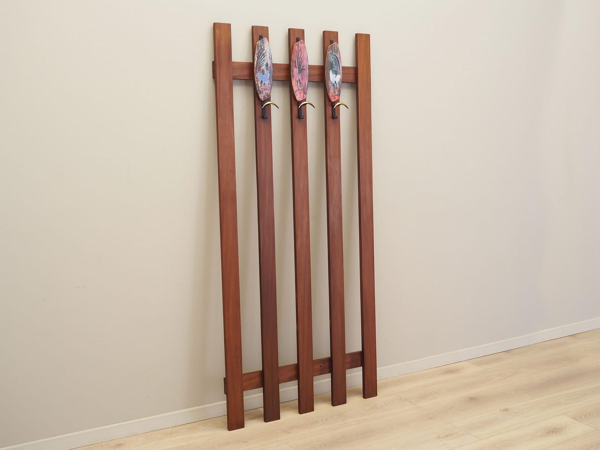 Teak wall coat rack 1970s 2