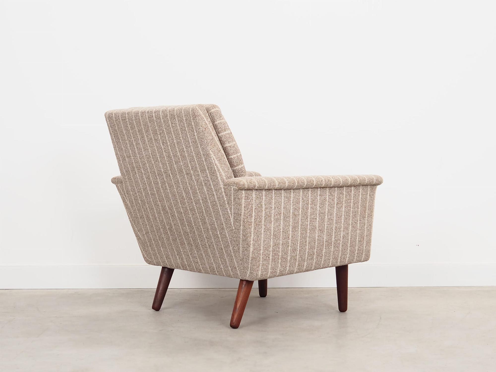 Vintage Stuhl Teakholz Textil Grau 1970er Jahre  12