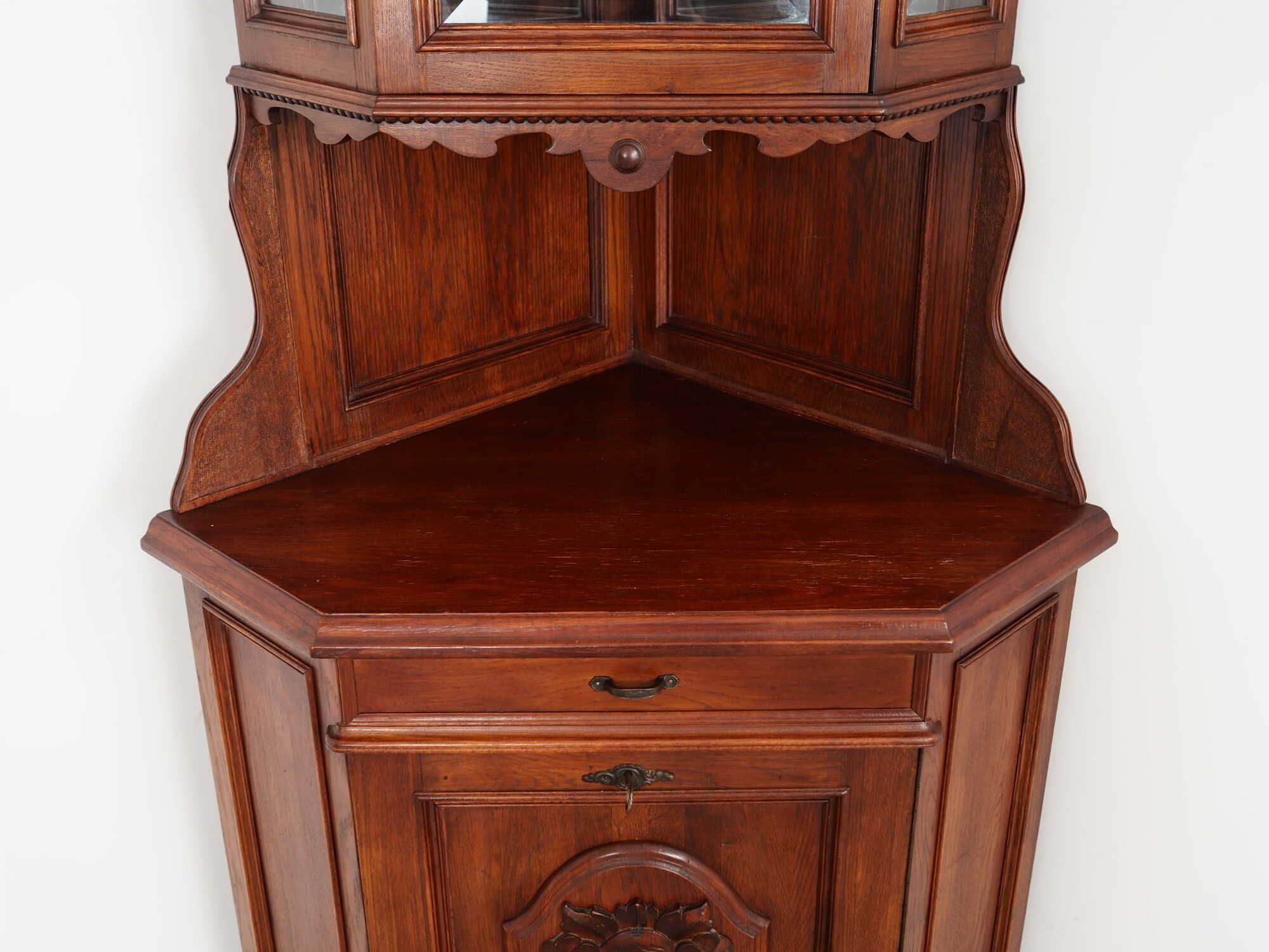 Vintage corner cabinet Oak wood Brown 1950s 8