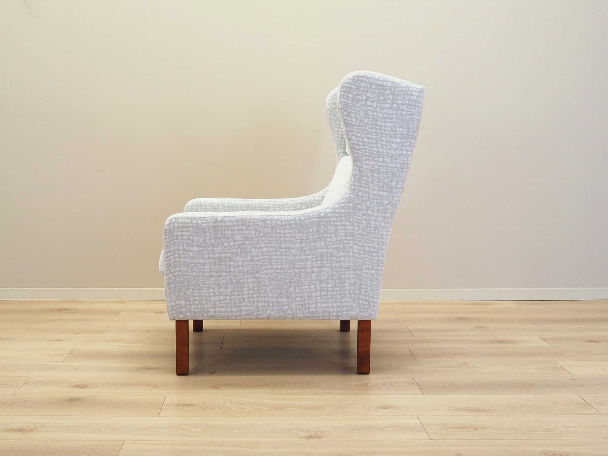 Vintage armchair textile wood grey 1960s 3
