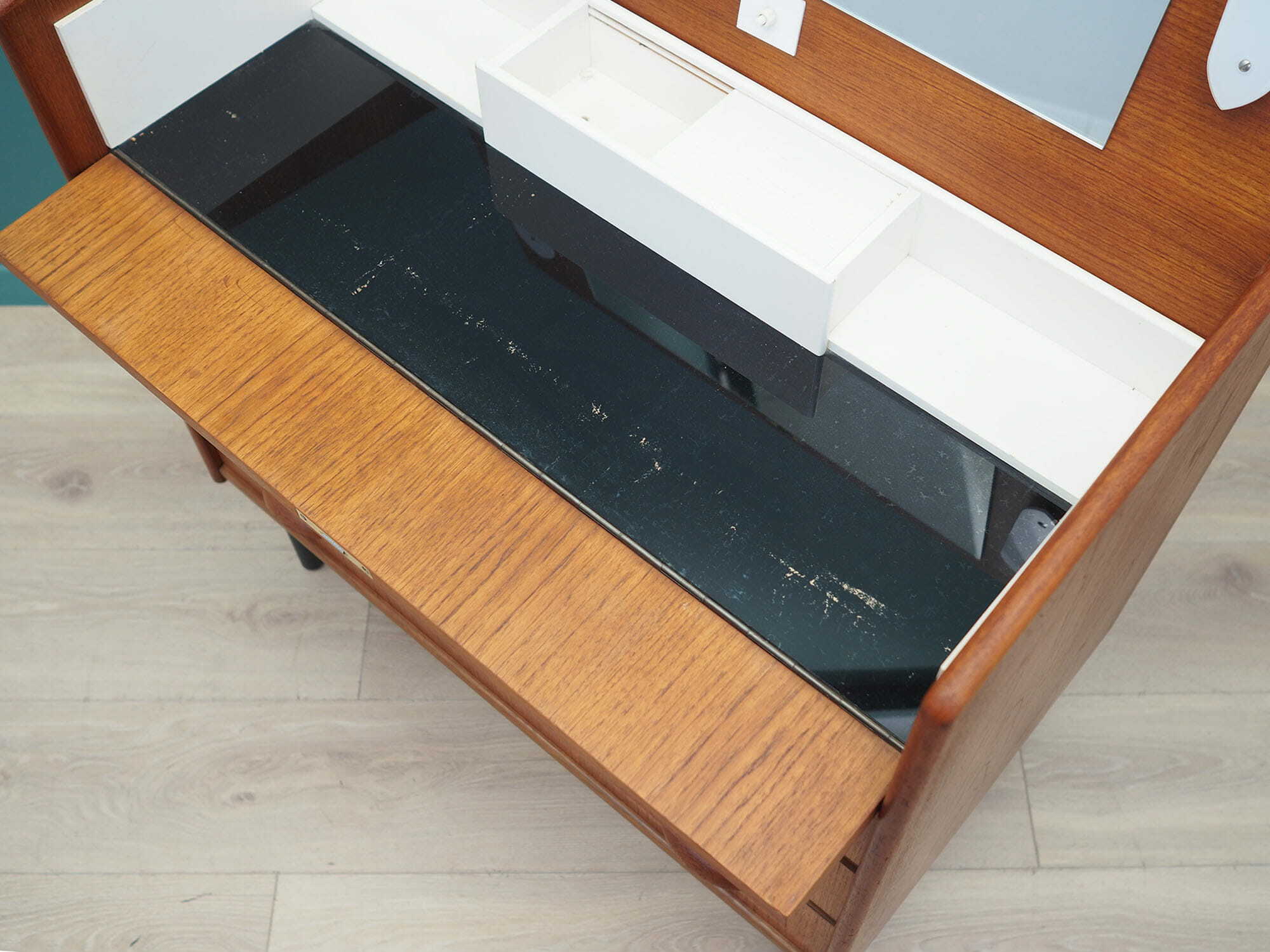 Vintage dressing table Teak wood brown 1960s 6