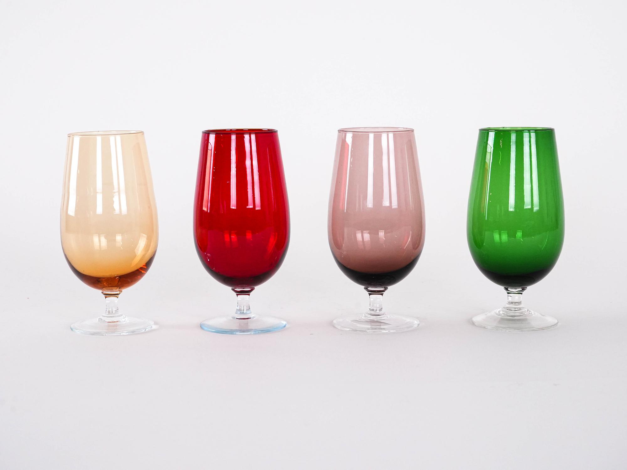 Glass Set Multicolored 1970s 3