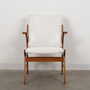 Vintage armchair beech wood textile white 1960s 1