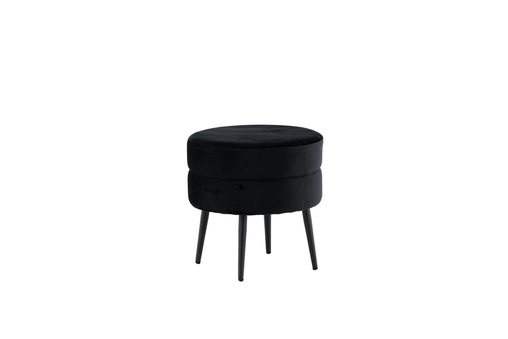Pot Pouf Samt Schwarz Ø40cm 5