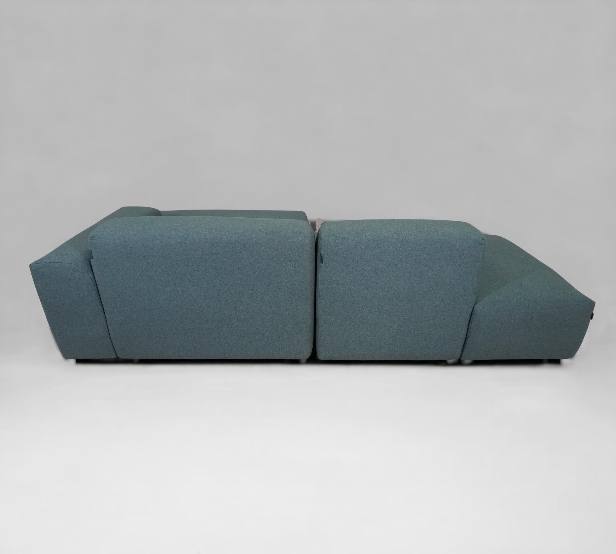 Pyllow Ecksofa Récamiere Rechts Feingewebe Taubenblau 2