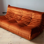 Togo Sofa 3-seater velvet amber-orange 1