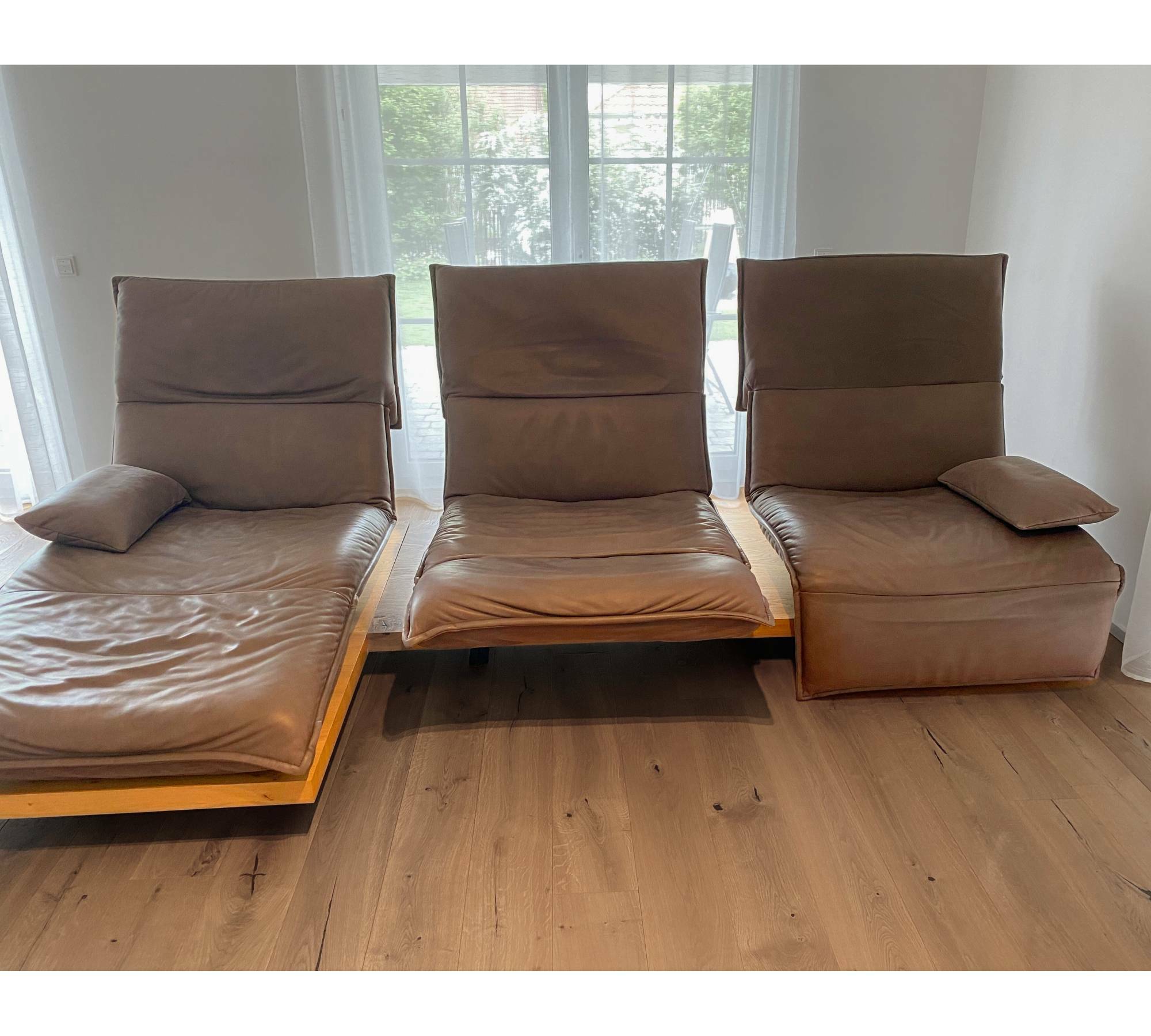 Edit Free Motion Sofa 3-Sitzer Leder Holz Braun 0