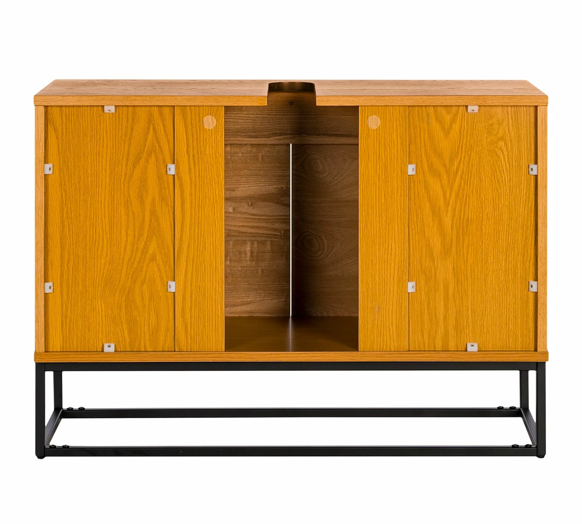 Waschbeckenunterschrank Stahl Holz Eiche 7