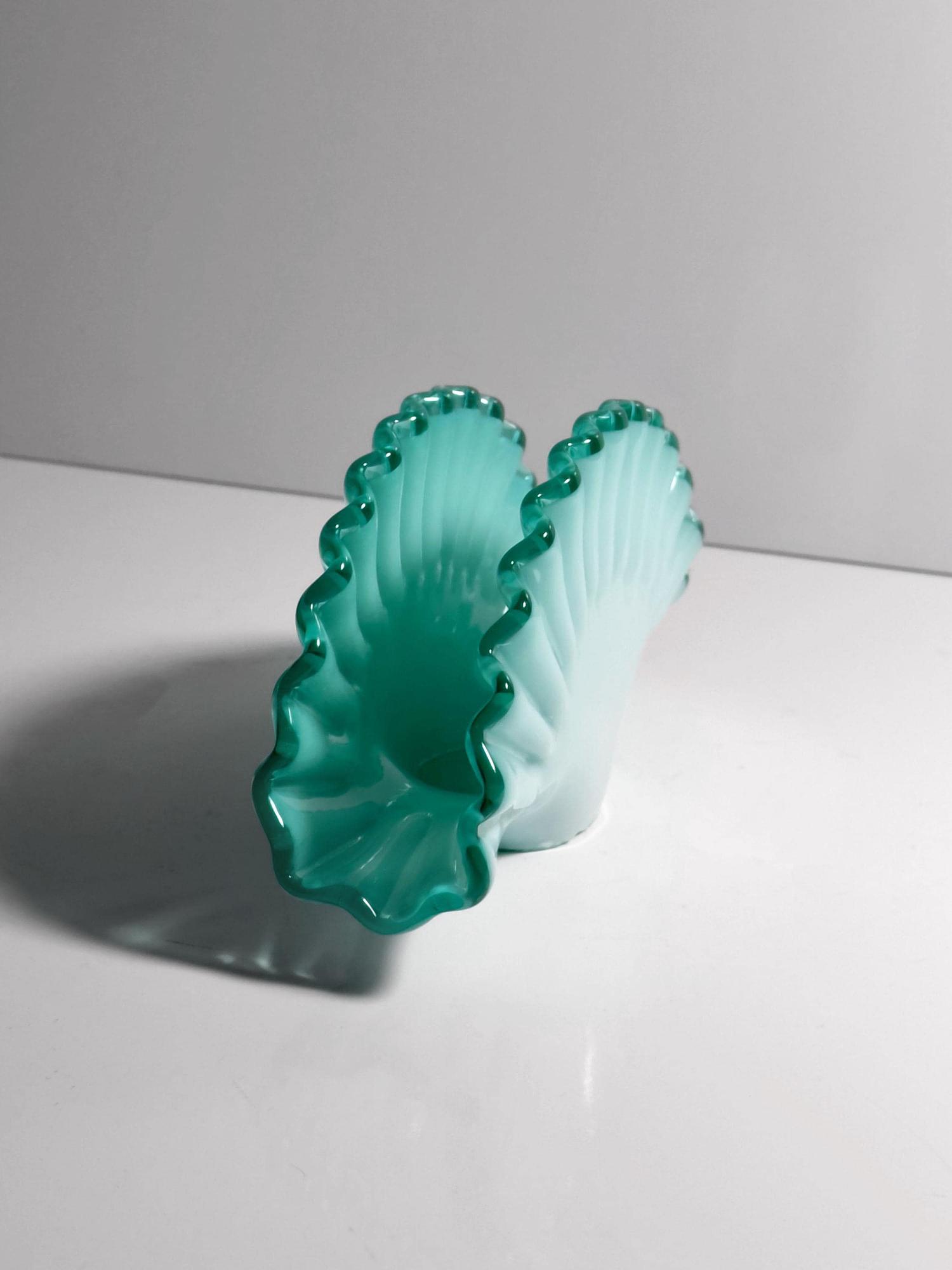 Vintage Serviettenhalter Muranoglas Türkis 80er Jahre 4