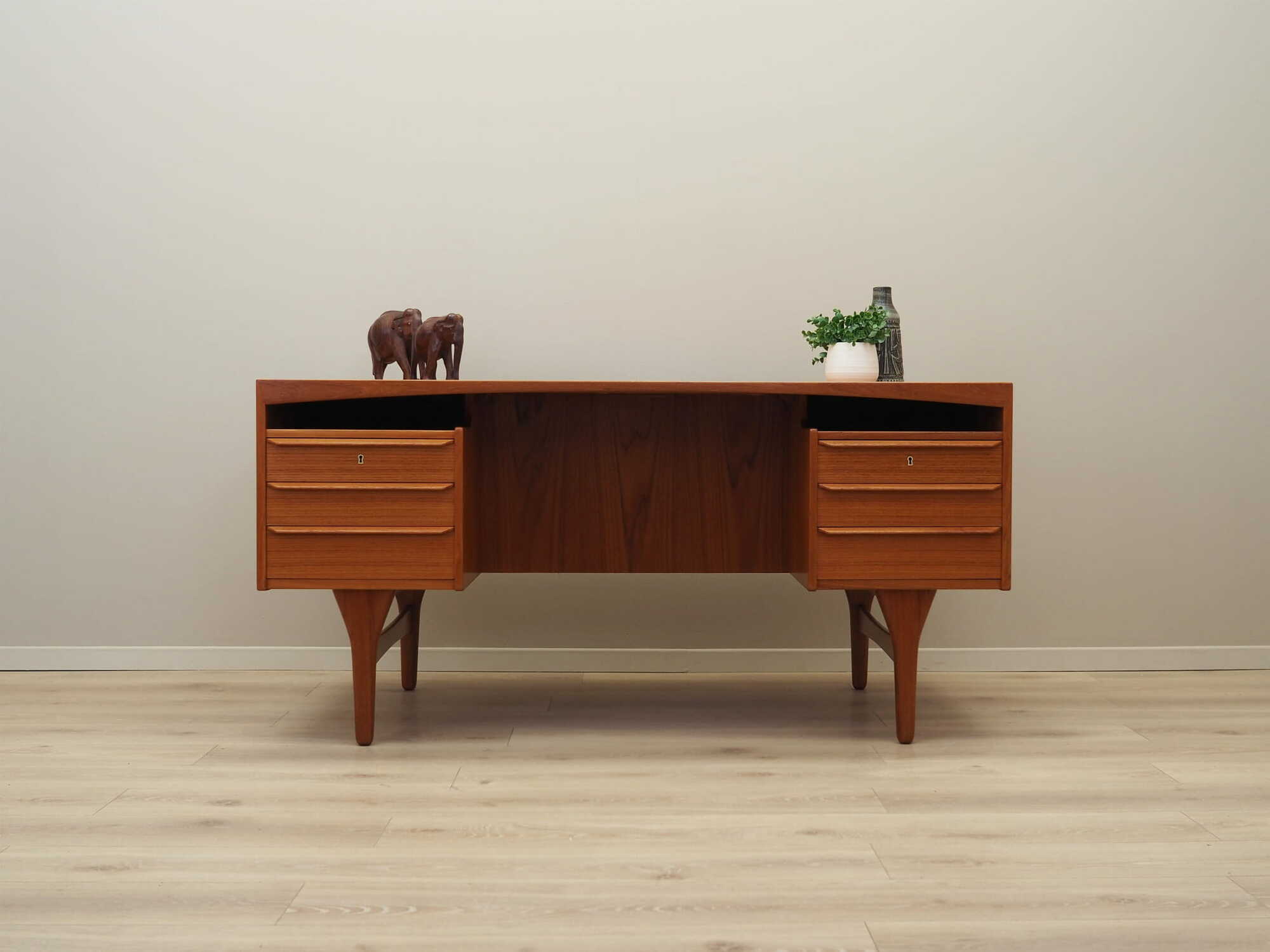 Vintage desk teak brown 1960s 1