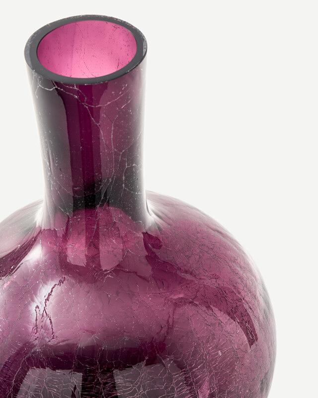 Gecrackelte Kugelvase Glas Dunkellila 3