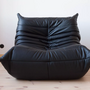 Togo Armchair and Ottoman Set Madras Leather Black 4