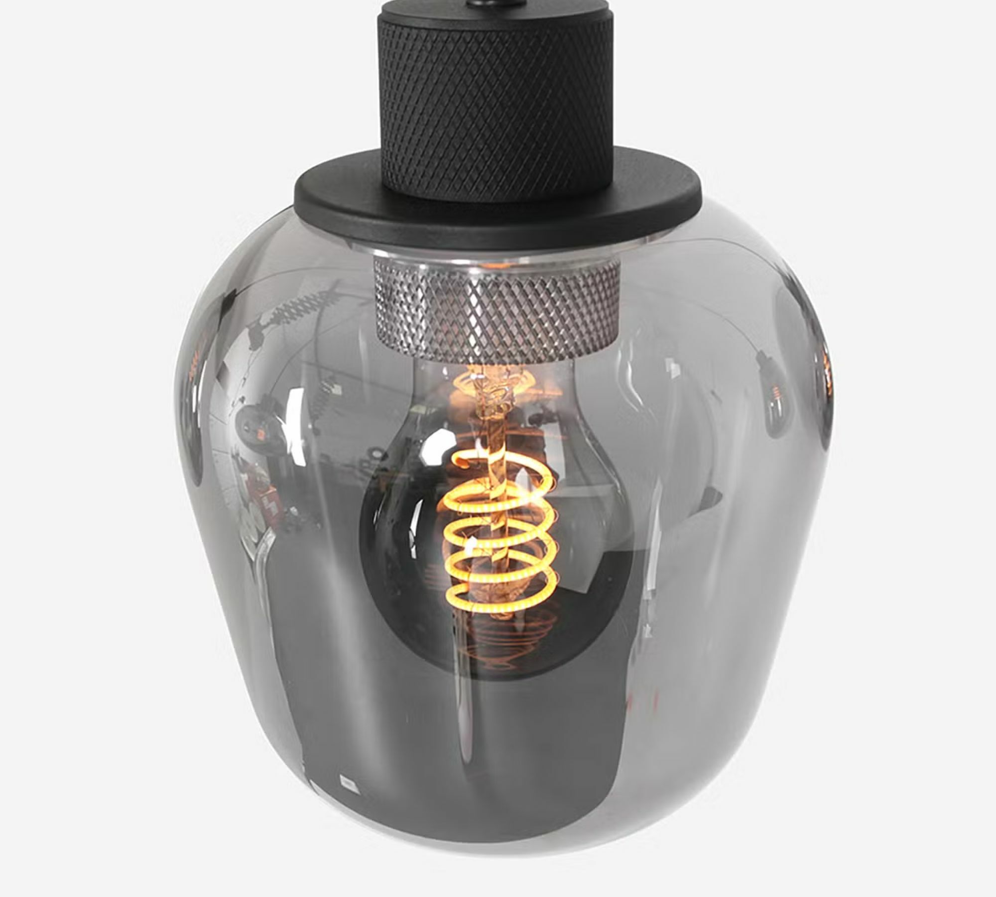 Pendant light 3-bulb glass aluminum black 6