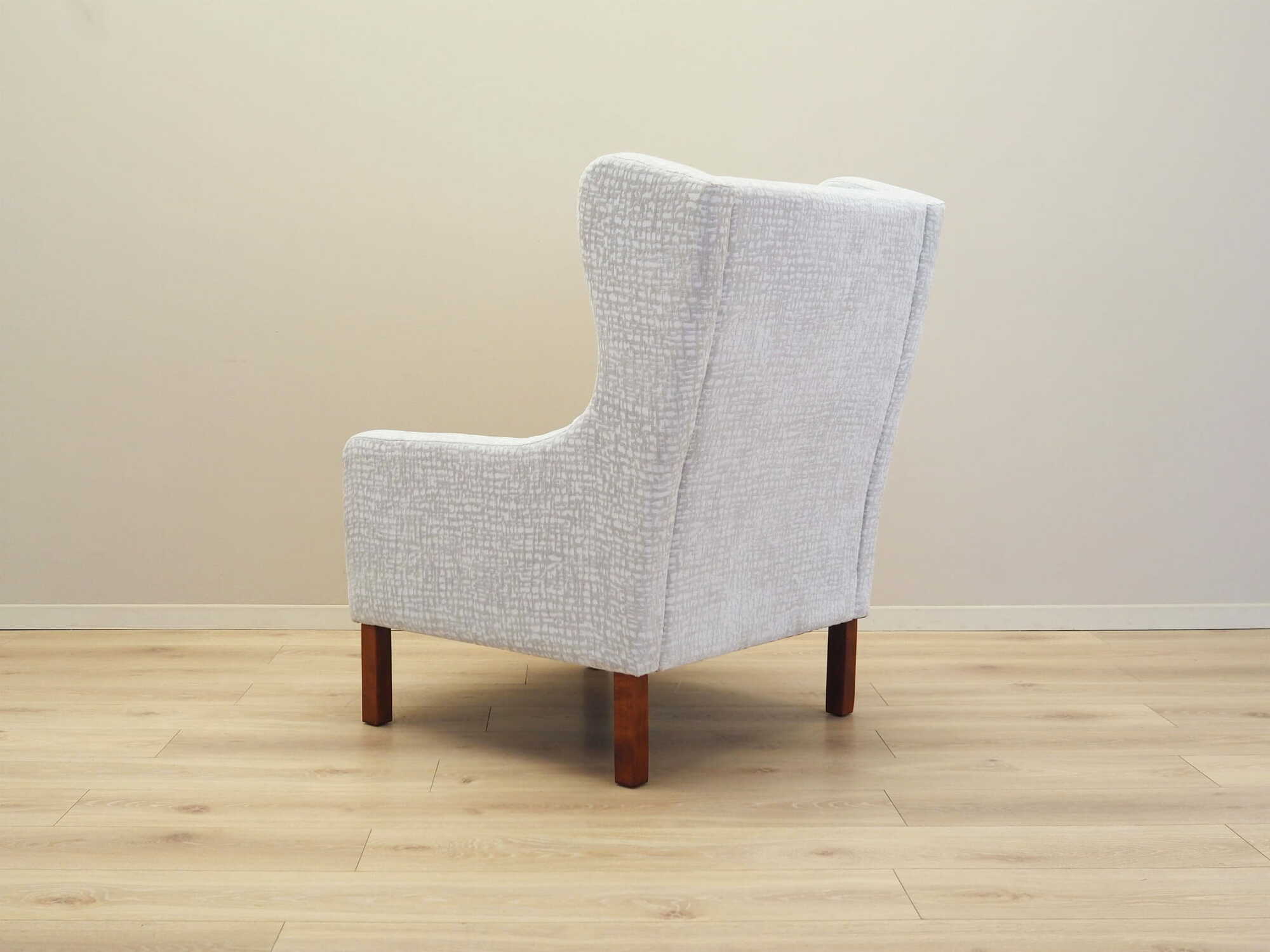 Vintage Sessel Textil Holz Grau 1960er Jahre 4