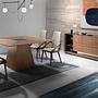 Sideboard walnut, brushed steel and black glass top 3140 5