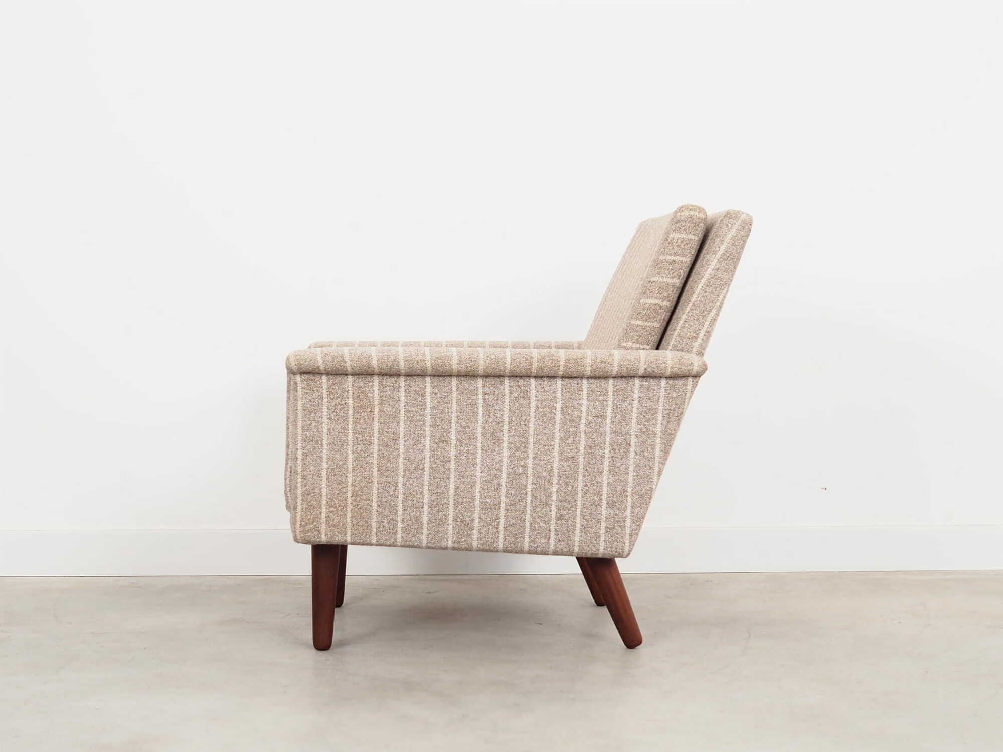 Vintage Stuhl Teakholz Textil Grau 1970er Jahre  9