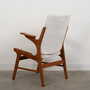 Vintage armchair beech wood textile white 1960s 3