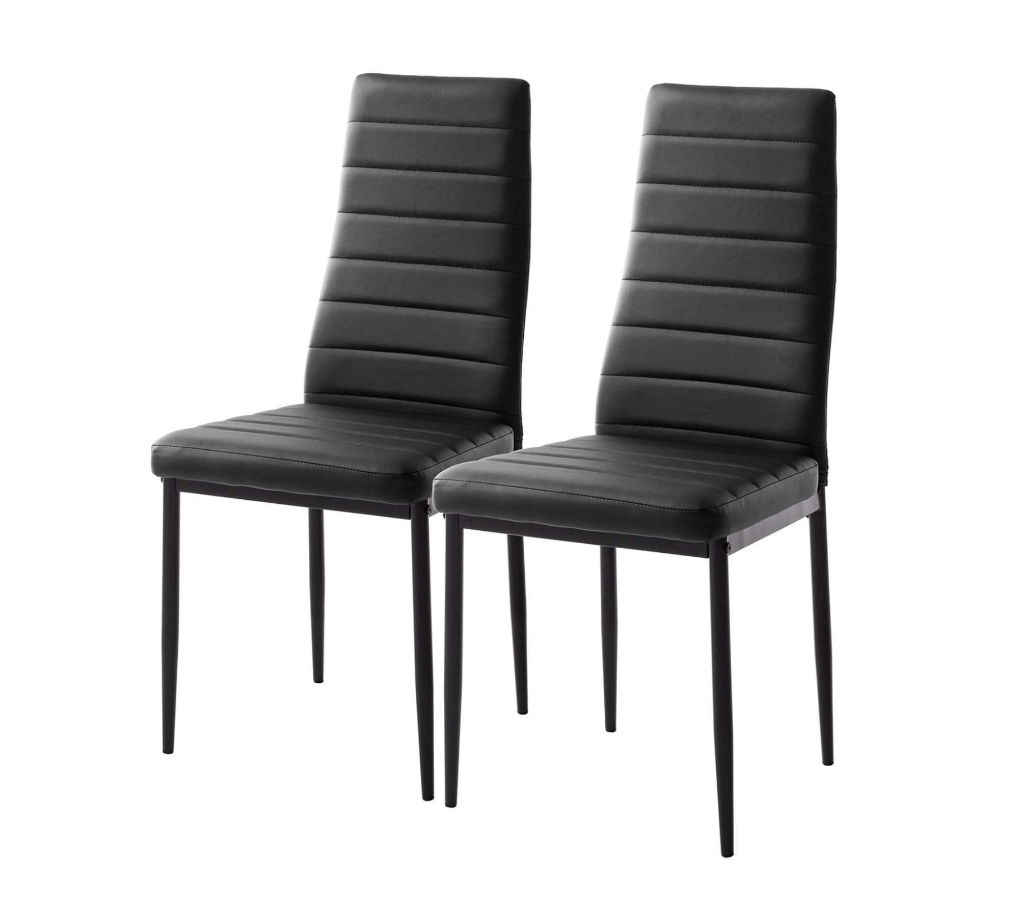 2x Esszimmerstuhl Kunstleder Schwarz 0