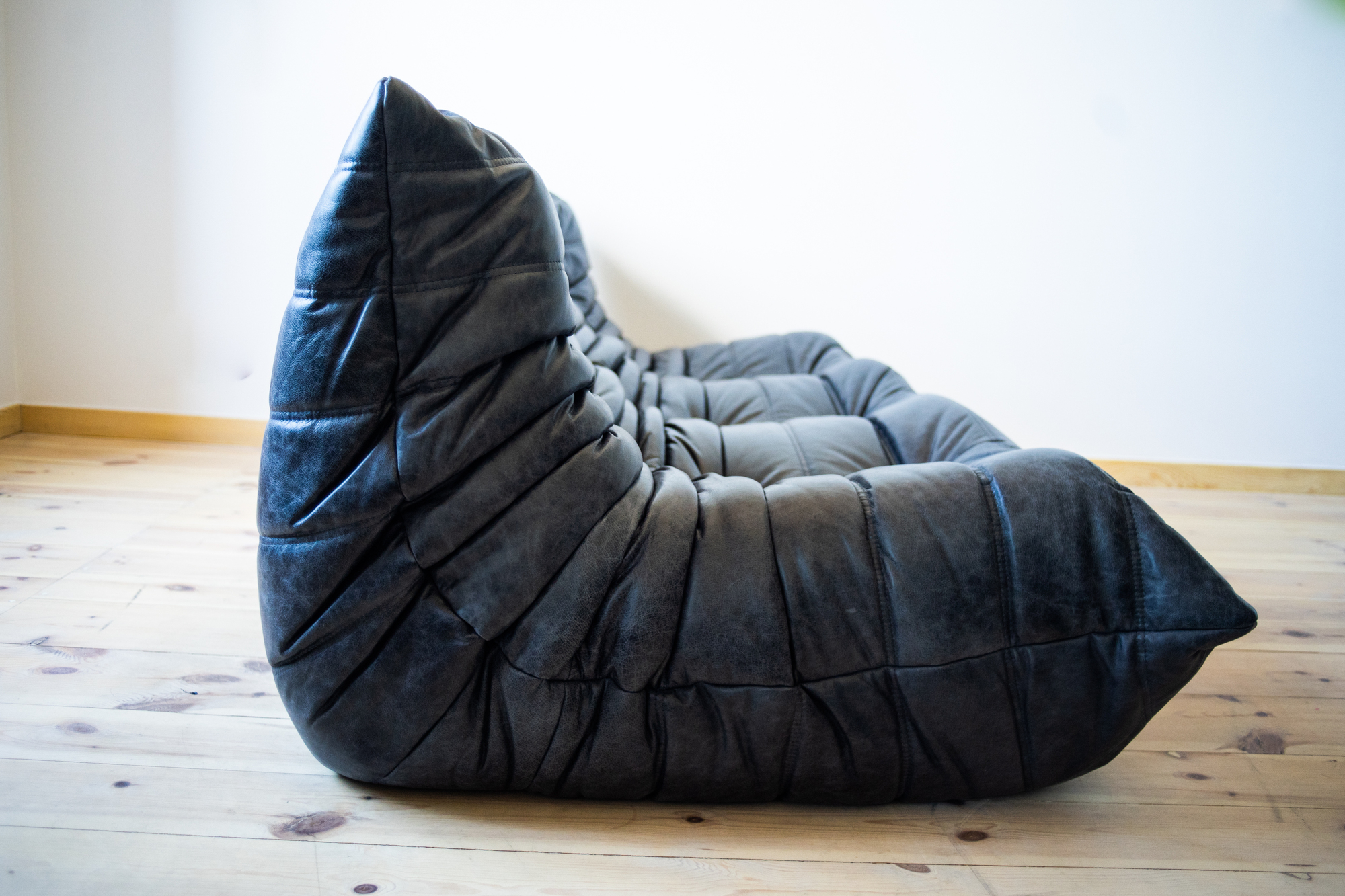 Divano Togo 3 posti pelle pull-up nero 2