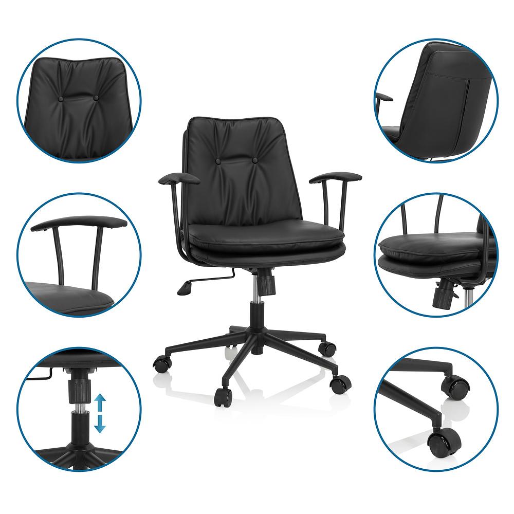 SMALLO Office Chair Swivel Faux Leather Black 2