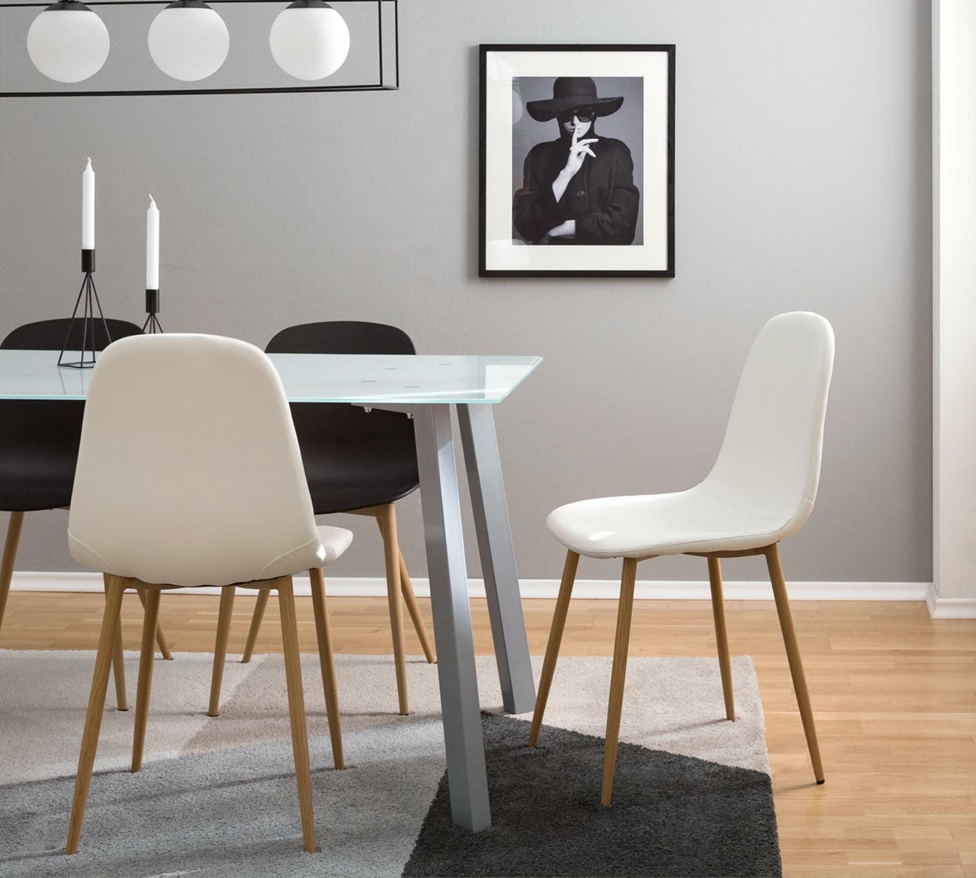 Upholstered chair Iskmo faux leather white set of 2 5