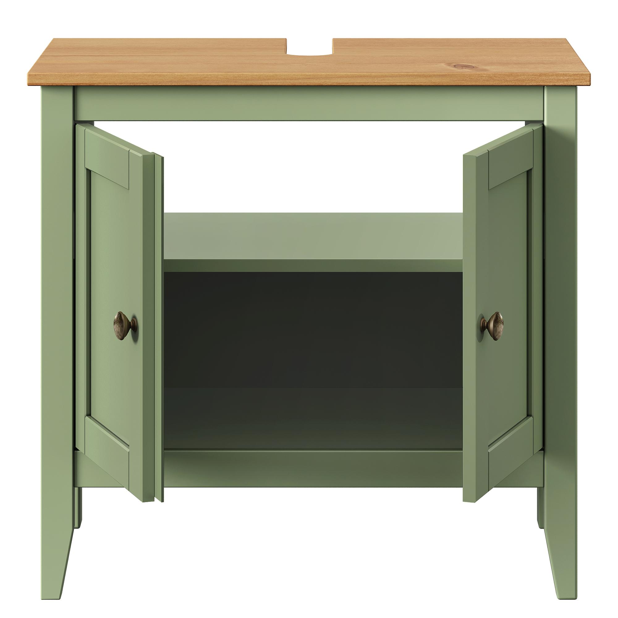 Belleria Typ B Waschbeckenunterschrank Massivholz Grün 3