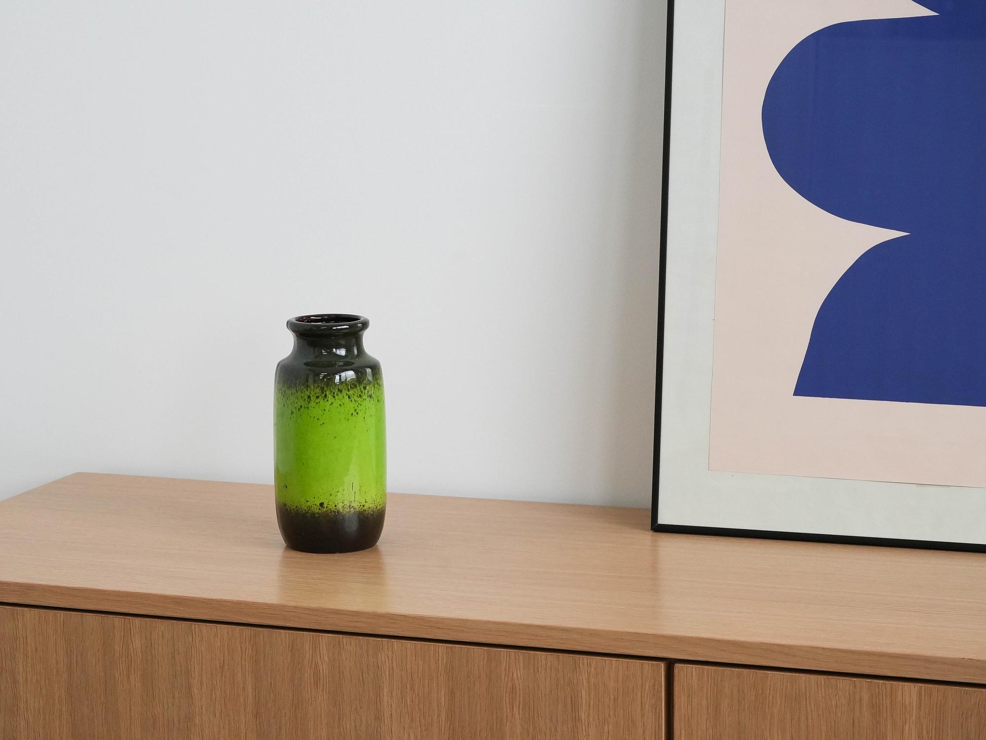 Keramikvase Grün 1970er Jahre 1