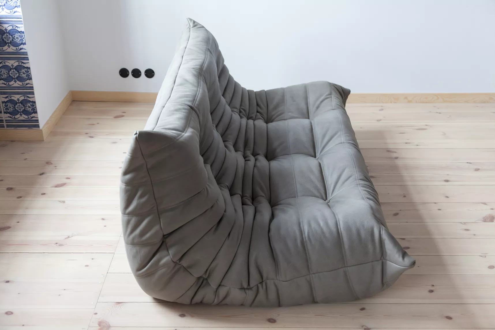 Togo Lounge Set 4 pezzi pelle Madras grigio cenere 2