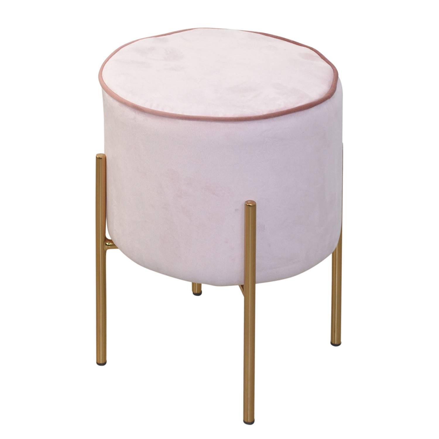Polsterhocker Ostbirk Stahl Samt Rosa 1