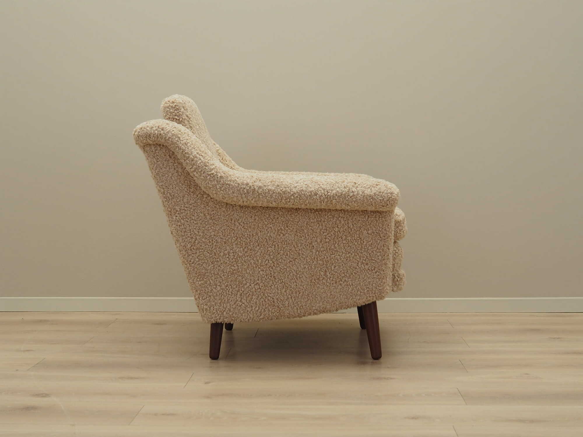 Vintage Sessel Textil Holz Beige 1970er Jahre 6