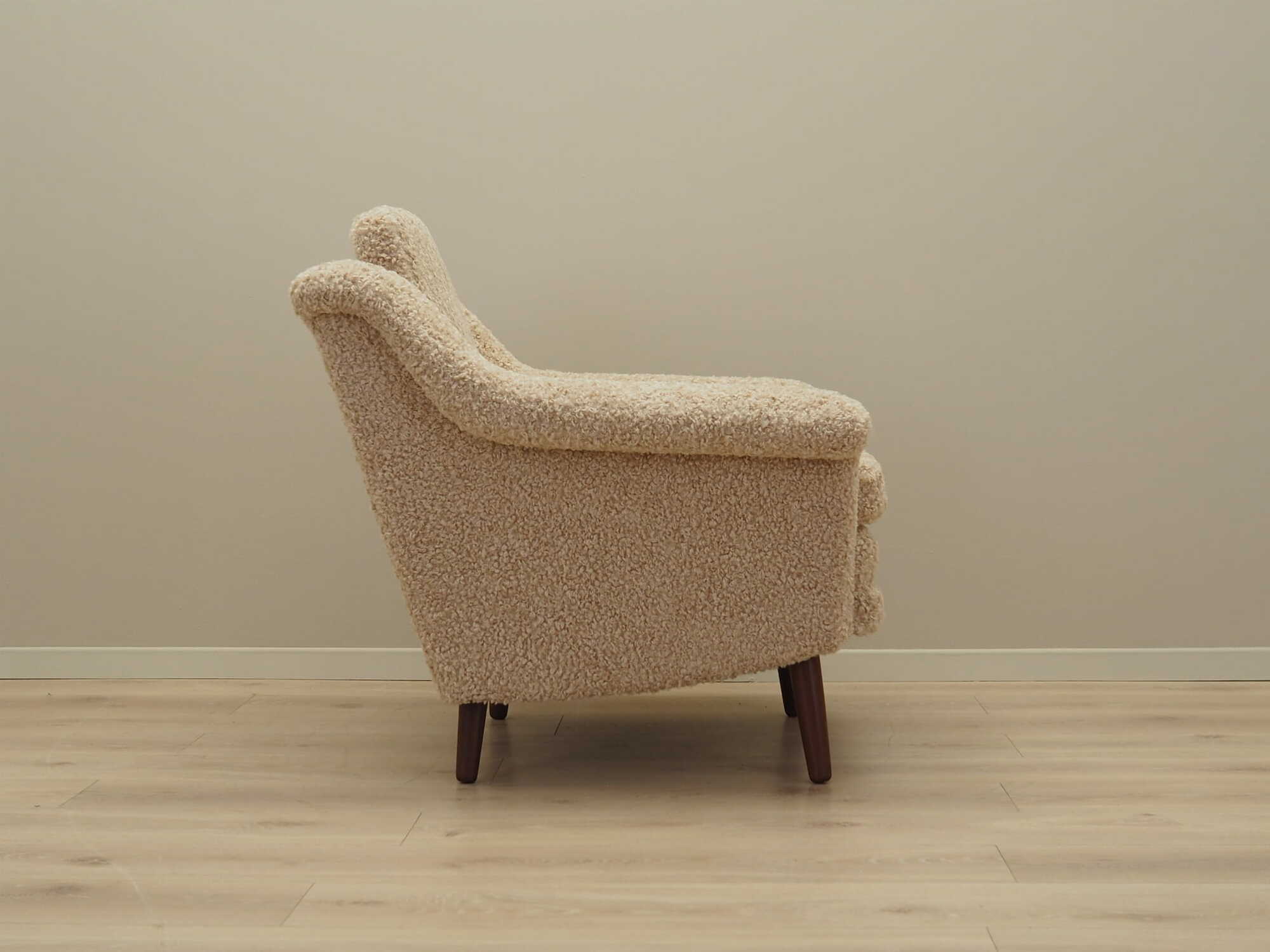 Vintage armchair textile wood beige 1970s 6