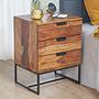 Nightstand Keneba Sheesham Black Solid 3