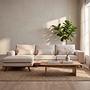 Corner Sofa Japandi 3-Seater Left Fabric Beige 3